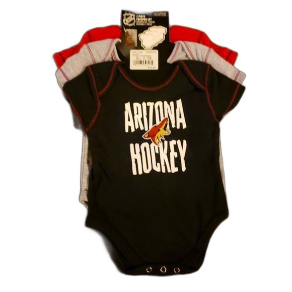 NHL Arizona Coyotes Infant Black Gray Red Creeper Bodysuit Boys Size 3-6M. New! - Picture 1 of 8